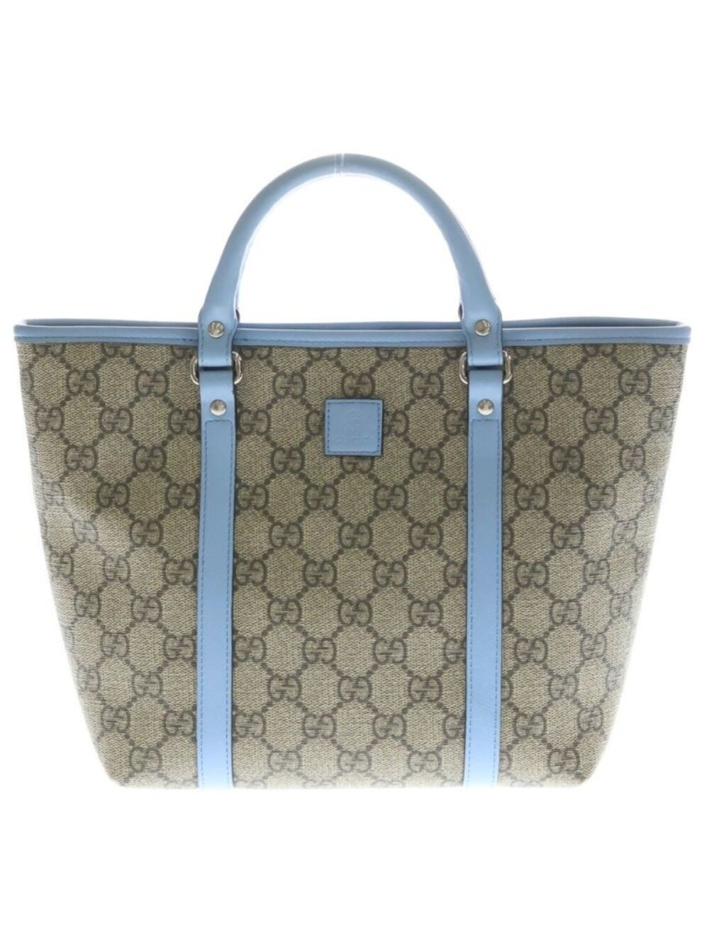 Gucci GG Supreme Children's Kids Line Leather Tote Beige Blue